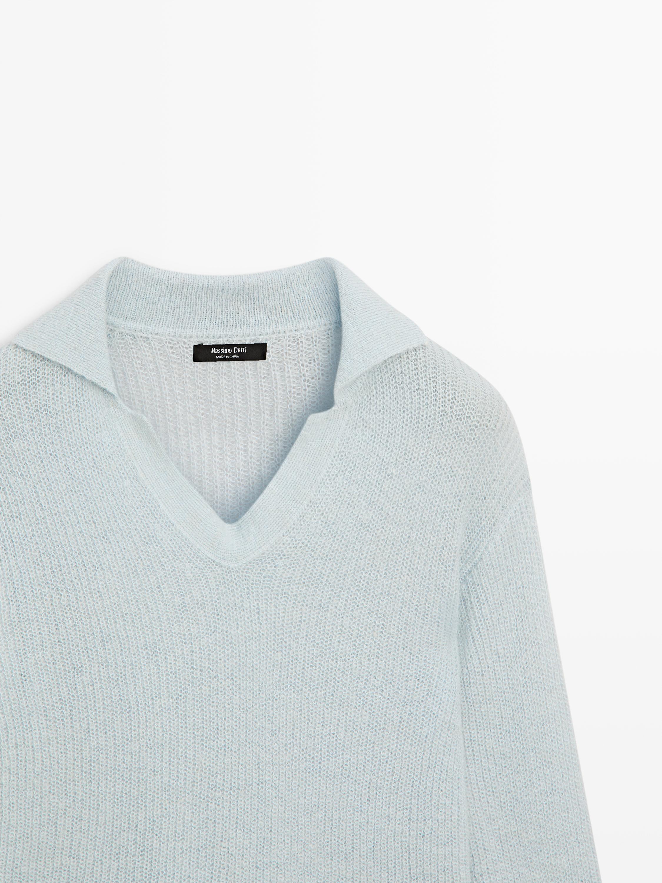 Alpaca blend knit polo sweater